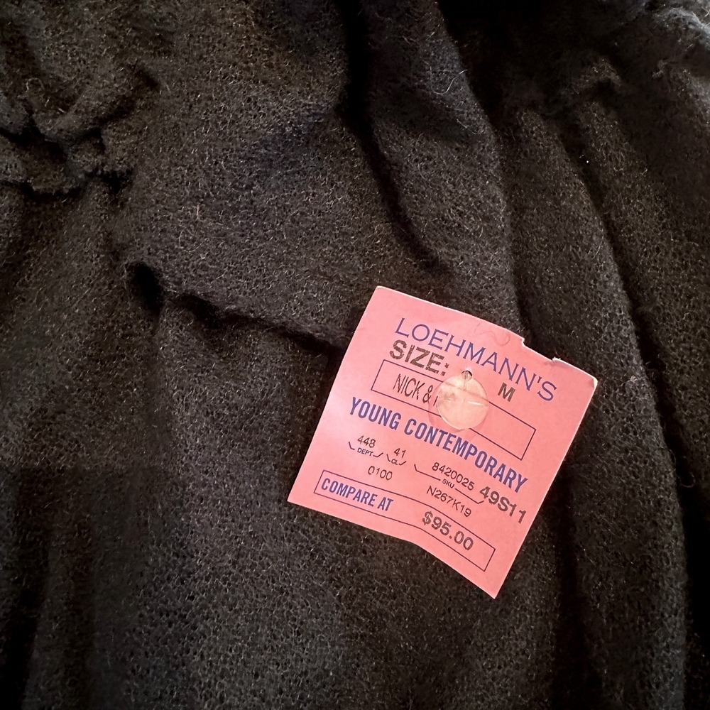 NWT Nick & Mo Black Wool Blend Ruffle Smocked Waist Tunic Womens M - Picture 6 of 6